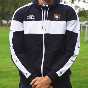 Hoodie mörkblå/vit dragkedja ÖIS-sköld