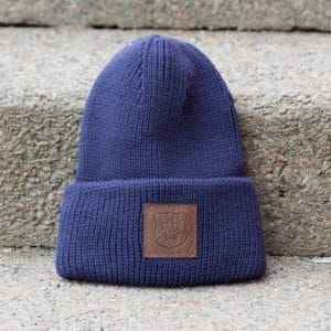 Mössa, blå, stickad