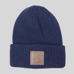 Mössa, blå, stickad