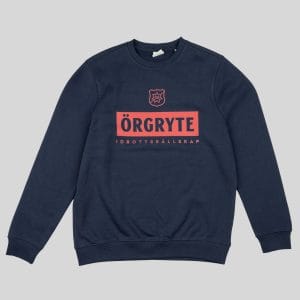 Sweatshirt blå, sköld & text rött tryck